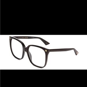 GUCCI GG0022S Designer Reading Glasses Gloss Black Gold Logo Cateye 57mm